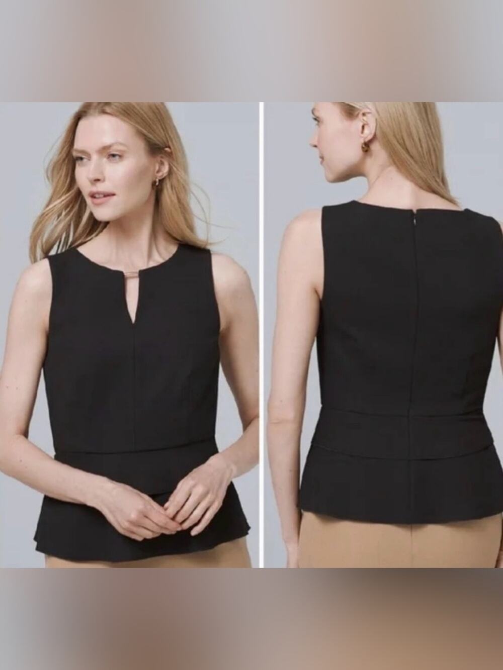 WHBM White House Black Market Sleeveless Peplum Top Black Size 2 Petite